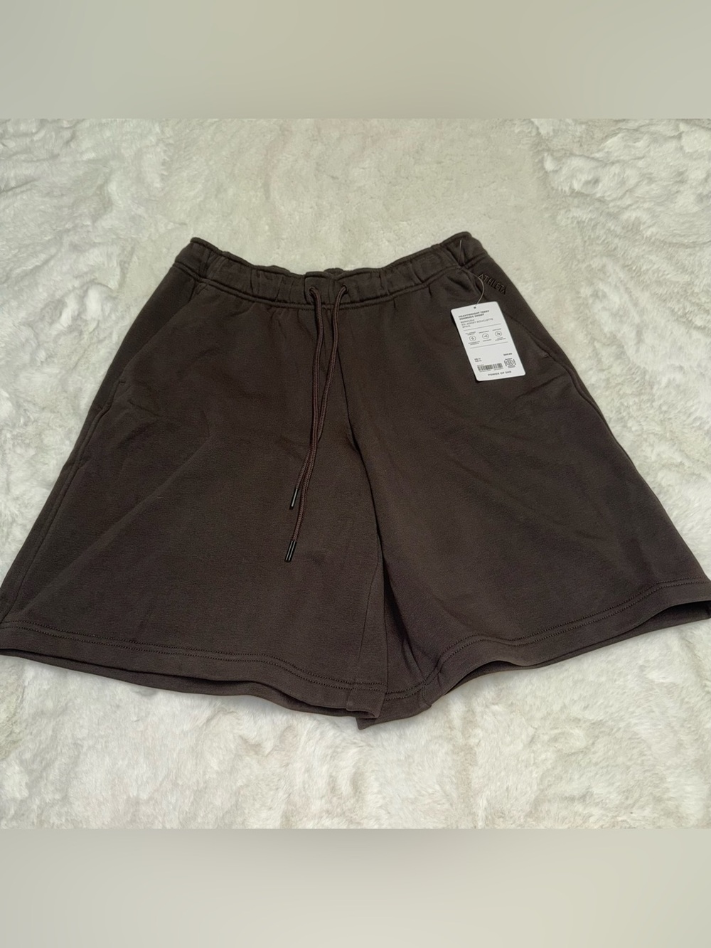 NEW athleta brown heavyweight terry bermuda short